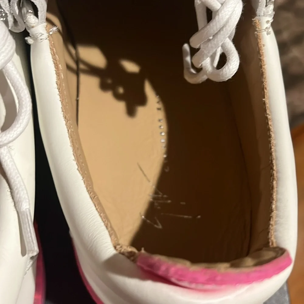 Giuseppe Zanotti size 41 pink bottom white sneaker. W-41 NWB - Picture 7 of 13